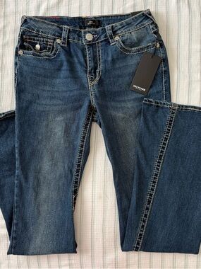 True Religion Womens Jeans
Joey Flare Big T Pink Flap Pocket Y2K 28W 32L NWT
